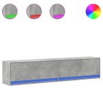 vidaXL Comodă TV de perete cu lumini LED, gri beton, 180x31x38 cm vidaXL Comodă TV de perete cu lumini LED, gri beton, 180x31x38 cm