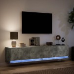 vidaXL Comodă TV de perete cu lumini LED, gri beton, 180x31x38 cm vidaXL Comodă TV de perete cu lumini LED, gri beton, 180x31x38 cm
