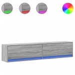 vidaXL Comodă TV de perete cu lumini LED, gri sonoma, 180x31x38 cm vidaXL Comodă TV de perete cu lumini LED, gri sonoma, 180x31x38 cm