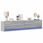 vidaXL Comodă TV de perete cu lumini LED, gri sonoma, 180x31x38 cm vidaXL Comodă TV de perete cu lumini LED, gri sonoma, 180x31x38 cm
