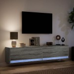 vidaXL Comodă TV de perete cu lumini LED, gri sonoma, 180x31x38 cm vidaXL Comodă TV de perete cu lumini LED, gri sonoma, 180x31x38 cm