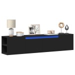 vidaXL Dulap TV de perete cu lumini LED, negru, 180x31x39,5 cm vidaXL Dulap TV de perete cu lumini LED, negru, 180x31x39,5 cm