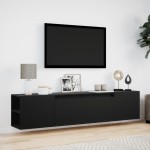 vidaXL Dulap TV de perete cu lumini LED, negru, 180x31x39,5 cm vidaXL Dulap TV de perete cu lumini LED, negru, 180x31x39,5 cm