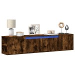 vidaXL Dulap TV de perete cu lumini LED stejar fumuriu 180x31x39,5 cm vidaXL Dulap TV de perete cu lumini LED stejar fumuriu 180x31x39,5 cm