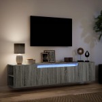 vidaXL Comodă TV de perete cu lumini LED, gri sonoma, 180x31x39,5 cm vidaXL Comodă TV de perete cu lumini LED, gri sonoma, 180x31x39,5 cm