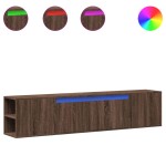 vidaXL Dulap TV de perete cu lumini LED, stejar maro, 180x31x39,5 cm vidaXL Dulap TV de perete cu lumini LED, stejar maro, 180x31x39,5 cm