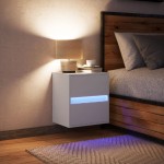 vidaXL Noptieră montată pe perete cu lumini LED, alb
