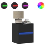 vidaXL Noptiere montate pe perete cu lumini LED, 2 buc., negru vidaXL Noptiere montate pe perete cu lumini LED, 2 buc., negru