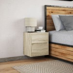vidaXL Noptieră montată pe perete cu lumini LED, stejar sonoma
