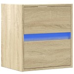 vidaXL Noptieră montată pe perete cu lumini LED, stejar sonoma