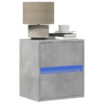 vidaXL Noptieră montată pe perete cu lumini LED, gri beton