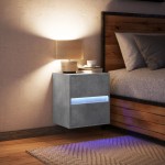vidaXL Noptieră montată pe perete cu lumini LED, gri beton