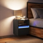 vidaXL Noptieră montată pe perete cu lumini LED, negru