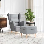 vidaXL Fotoliu cu taburet pentru picioare, gri deschis material textil vidaXL Fotoliu cu taburet pentru picioare, gri deschis material textil