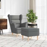 vidaXL Fotoliu cu taburet pentru picioare, gri închis, material textil