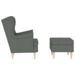 vidaXL Fotoliu cu taburet pentru picioare, gri închis, material textil