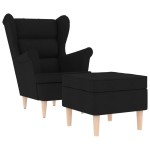 vidaXL Fotoliu cu taburet pentru picioare, negru, material textil vidaXL Fotoliu cu taburet pentru picioare, negru, material textil