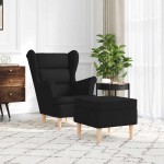 vidaXL Fotoliu cu taburet pentru picioare, negru, material textil vidaXL Fotoliu cu taburet pentru picioare, negru, material textil