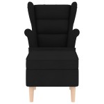 vidaXL Fotoliu cu taburet pentru picioare, negru, material textil vidaXL Fotoliu cu taburet pentru picioare, negru, material textil
