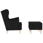 vidaXL Fotoliu cu taburet pentru picioare, negru, material textil vidaXL Fotoliu cu taburet pentru picioare, negru, material textil