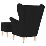 vidaXL Fotoliu cu taburet pentru picioare, negru, material textil vidaXL Fotoliu cu taburet pentru picioare, negru, material textil