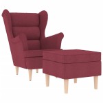 vidaXL Fotoliu cu taburet pentru picioare, roșu vin, material textil vidaXL Fotoliu cu taburet pentru picioare, roșu vin, material textil