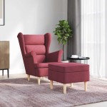 vidaXL Fotoliu cu taburet pentru picioare, roșu vin, material textil vidaXL Fotoliu cu taburet pentru picioare, roșu vin, material textil