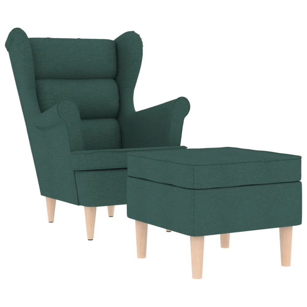 vidaXL Fotoliu cu taburet pentru picioare, verde închis, textil