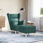 vidaXL Fotoliu cu taburet pentru picioare, verde închis, textil vidaXL Fotoliu cu taburet pentru picioare, verde închis, textil