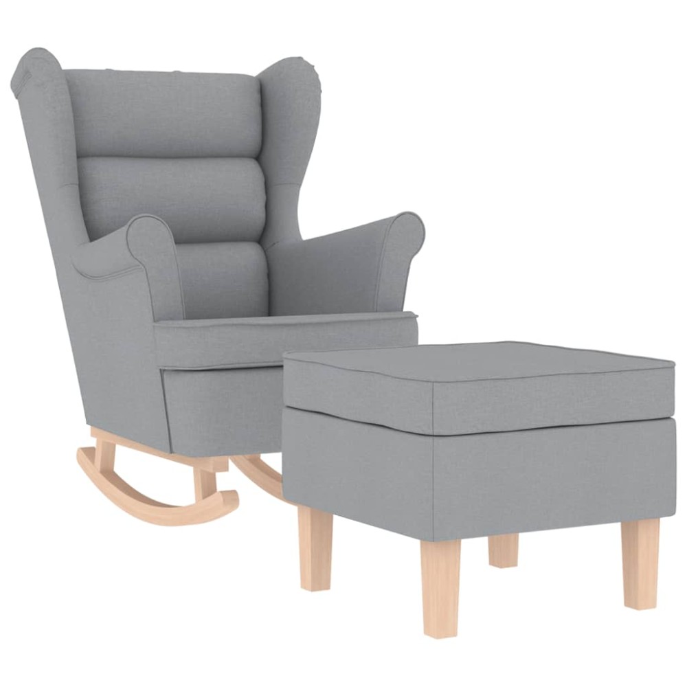 vidaXL Scaun balansoar cu taburet, gri deschis, textil