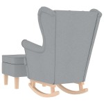 vidaXL Scaun balansoar cu taburet, gri deschis, textil