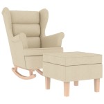 vidaXL Scaun balansoar cu taburet, crem, material textil
