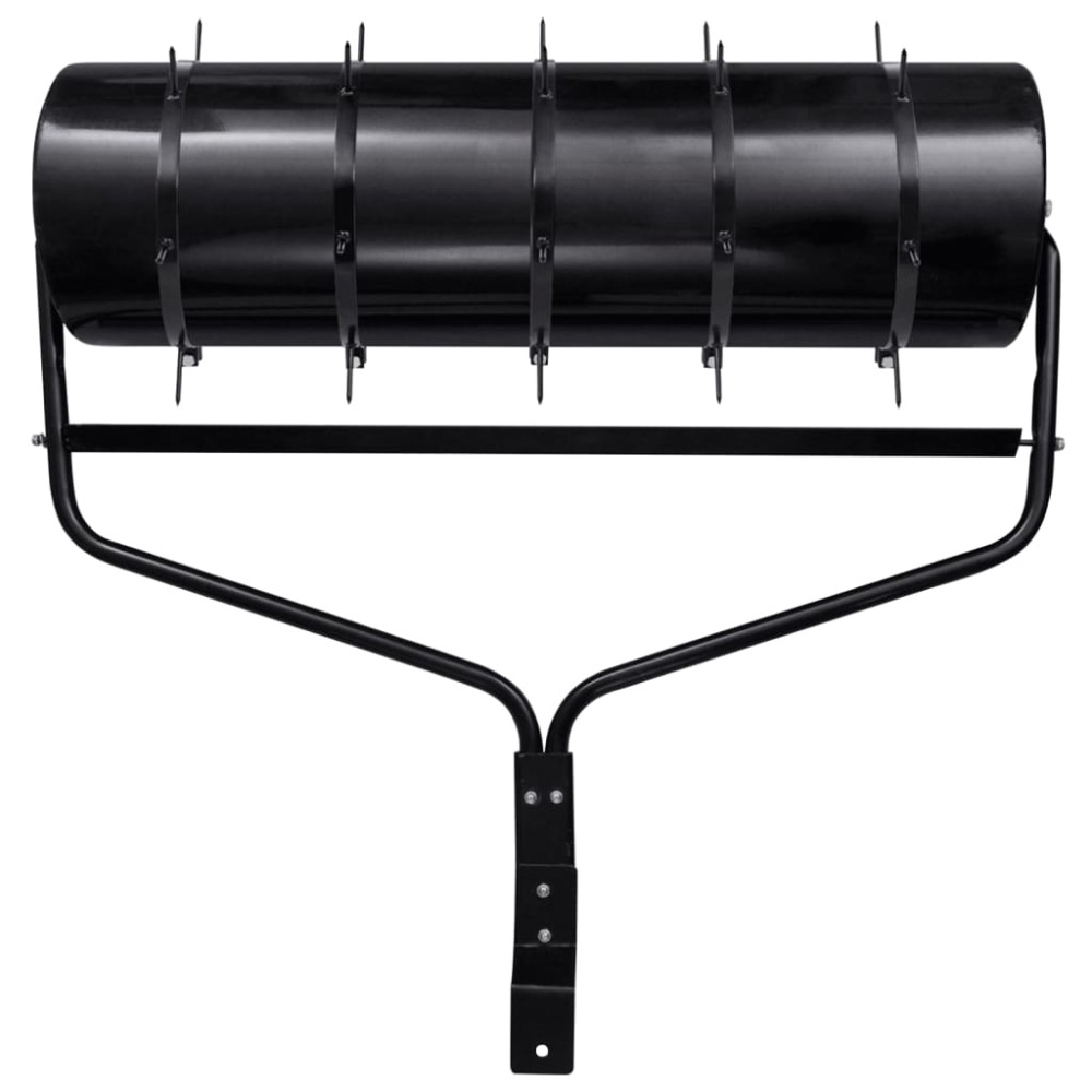 vidaXL Tăvălug gazon de grădină, cleme de aerisire, negru, 63 L, fier