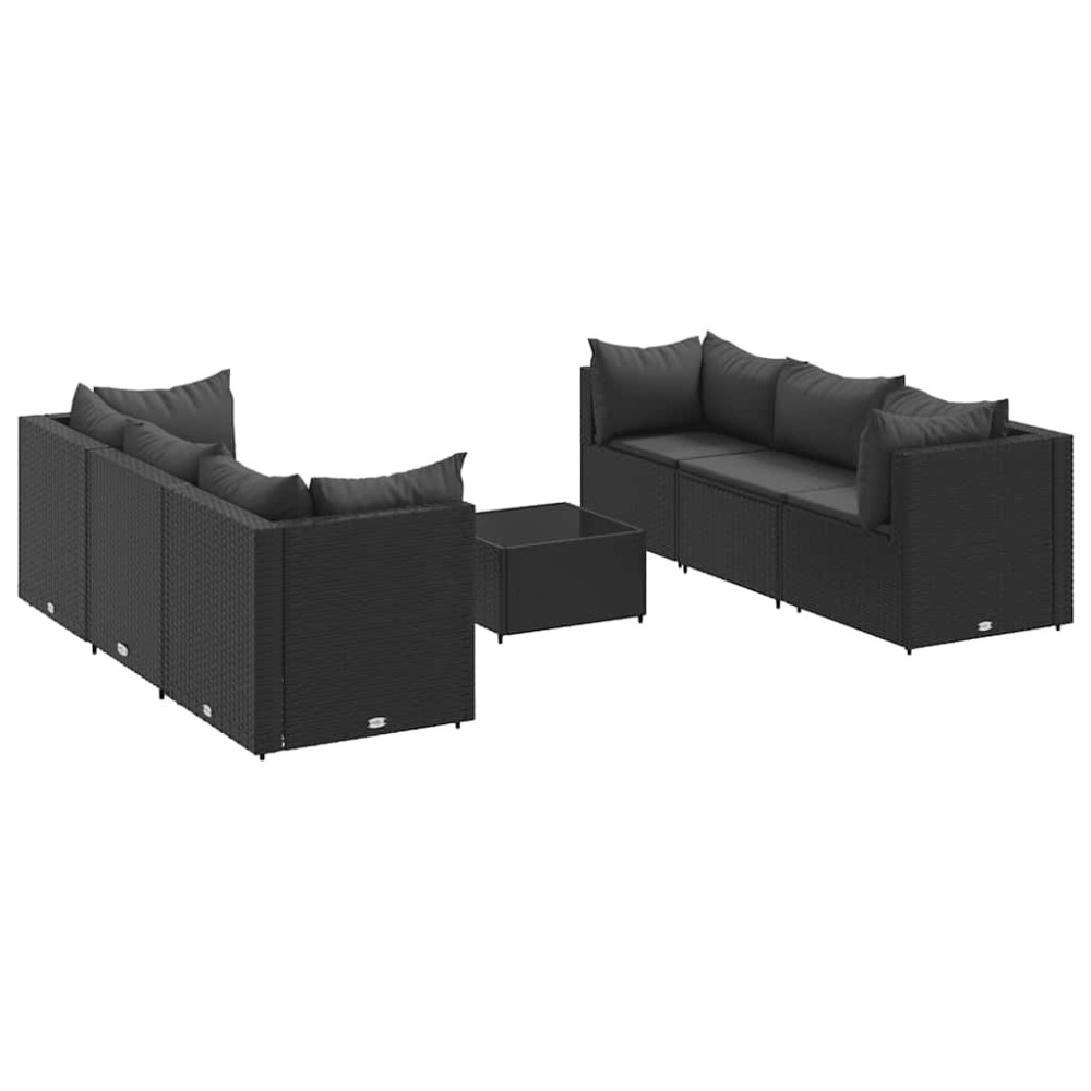 vidaXL Set mobilier de grădină cu perne, 7 piese, negru, poliratan
