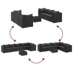 vidaXL Set mobilier de grădină cu perne, 7 piese, negru, poliratan vidaXL Set mobilier de grădină cu perne, 7 piese, negru, poliratan