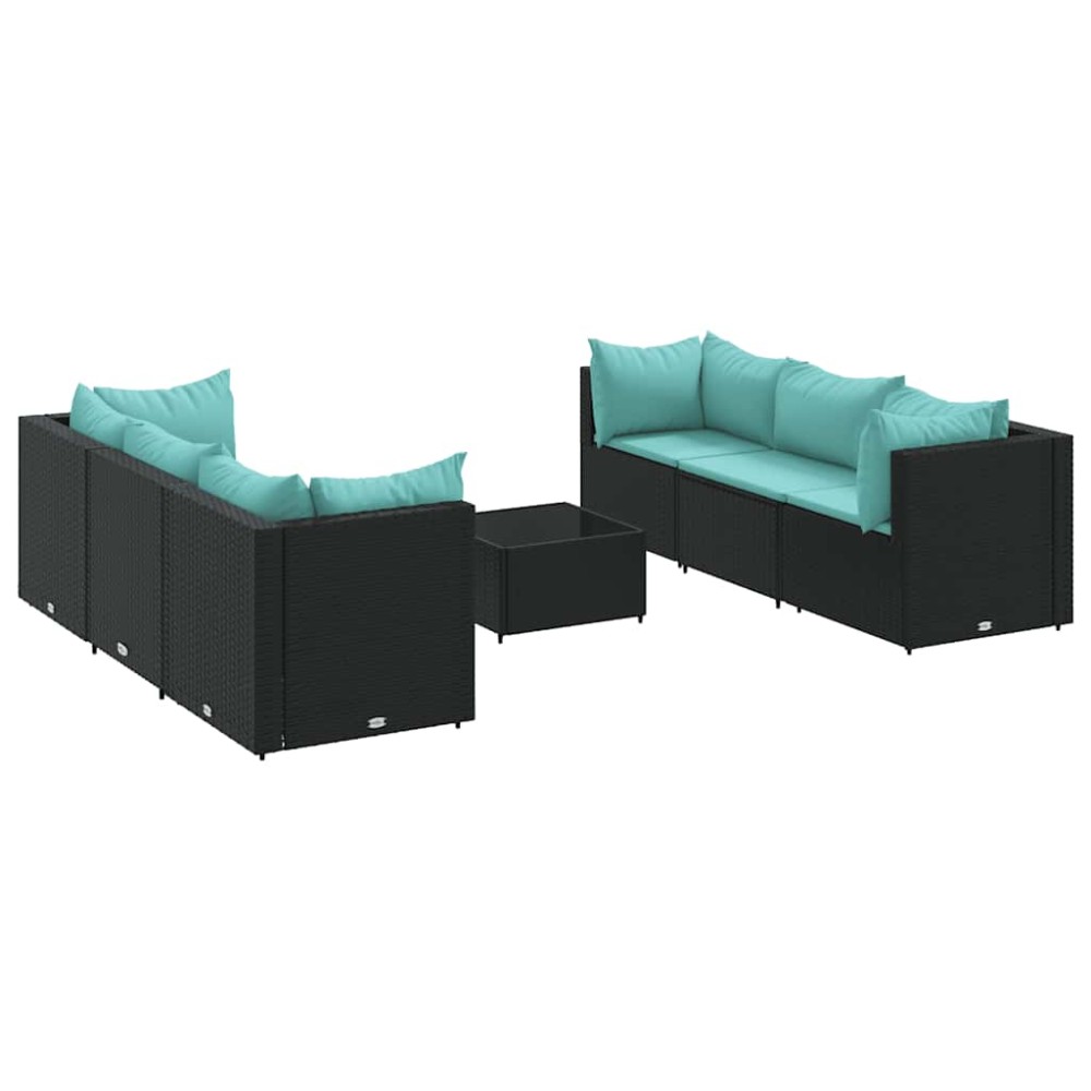 vidaXL Set mobilier de grădină cu perne, 7 piese, negru, poliratan