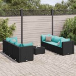 vidaXL Set mobilier de grădină cu perne, 7 piese, negru, poliratan vidaXL Set mobilier de grădină cu perne, 7 piese, negru, poliratan