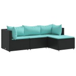 vidaXL Set mobilier relaxare grădină 4 piese cu perne poliratan negru