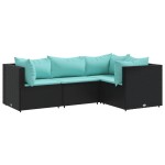 vidaXL Set mobilier relaxare grădină 4 piese cu perne poliratan negru
