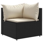 vidaXL Set șezlonguri de grădină, 5 piese, cu perne, negru, poliratan