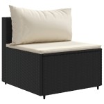 vidaXL Set șezlonguri de grădină, 5 piese, cu perne, negru, poliratan