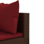 vidaXL Set șezlonguri de grădină, 5 piese, cu perne, maro, poliratan