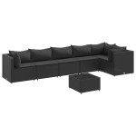 vidaXL Set mobilier de grădină cu perne, 7 piese, negru, poliratan vidaXL Set mobilier de grădină cu perne, 7 piese, negru, poliratan