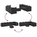 vidaXL Set mobilier de grădină cu perne, 7 piese, negru, poliratan vidaXL Set mobilier de grădină cu perne, 7 piese, negru, poliratan