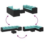 vidaXL Set mobilier de grădină cu perne, 7 piese, negru, poliratan vidaXL Set mobilier de grădină cu perne, 7 piese, negru, poliratan
