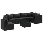 vidaXL Set mobilier de grădină cu perne, 7 piese, negru, poliratan vidaXL Set mobilier de grădină cu perne, 7 piese, negru, poliratan