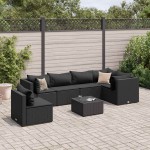 vidaXL Set mobilier de grădină cu perne, 7 piese, negru, poliratan vidaXL Set mobilier de grădină cu perne, 7 piese, negru, poliratan