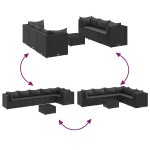 vidaXL Set mobilier de grădină cu perne, 7 piese, negru, poliratan vidaXL Set mobilier de grădină cu perne, 7 piese, negru, poliratan