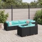 vidaXL Set mobilier de grădină cu perne, 7 piese, negru, poliratan vidaXL Set mobilier de grădină cu perne, 7 piese, negru, poliratan