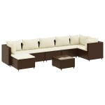 vidaXL Set mobilier de grădină cu perne, 8 piese, maro, poliratan vidaXL Set mobilier de grădină cu perne, 8 piese, maro, poliratan